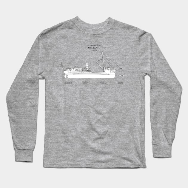 Amaranth Lighthouse Tender United States Coast Guard - SBDpng Long Sleeve T-Shirt by SPJE Illustration Photography